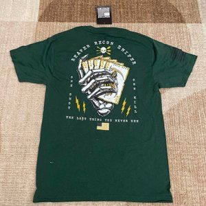 HOWITZER PATRIOT MFG GREEN THE LAST THING YOU NEVER SEE T-SHIRT SZ SMALL S